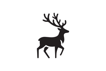 simple and subtle vector silhouette of a deer in black and white, set against a white background. 
