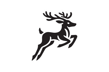 Fototapeta premium simple and subtle vector silhouette of a deer in black and white, set against a white background. 