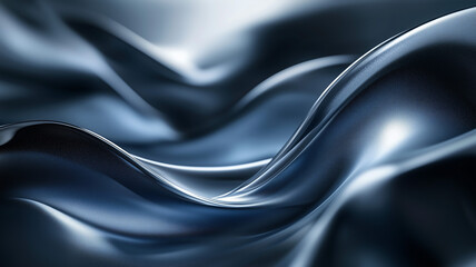 Obraz premium Abstract 3D waves in deep, dark hues, with soft light creating reflections and depth, evoking a sense of fluidity and elegance