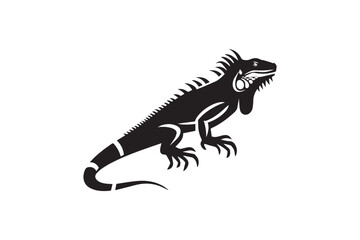 Naklejka premium simple and subtle vector silhouette of iguanas in black and white, set against a white background. 