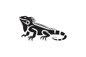 Naklejka premium simple and subtle vector silhouette of iguanas in black and white, set against a white background. 