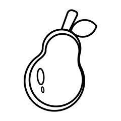 Pear Fruit Black and White Coloring Sketch Outline Drawing