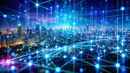 Obraz premium Abstract Tech Background: Double Exposure Futuristic Circuits and Data Streams