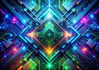 Fototapeta premium Abstract Tech Innovation: Geometric Patterns & Circuitry Design