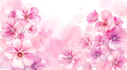 Fototapeta premium Seamless pattern with Pink flowers watercolor