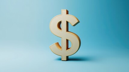 Fototapeta premium Stylized golden dollar sign on a blue background, symbolizing finance and investment opportunities.