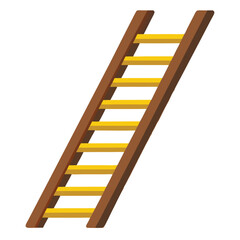 Wooden and Metal Ladder Vector Illustration - Cartoon, Clipart, and Line Art Design.eps