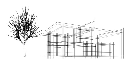 architectural sketch of a house