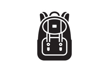 simple and subtle vector silhouette of Backpack in black and white, set against a white background. 