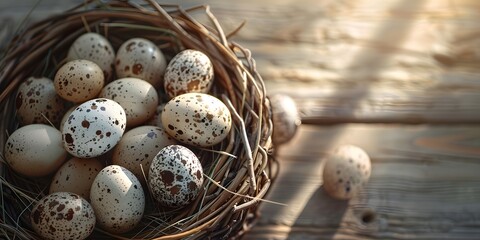 quail eggs in a nest