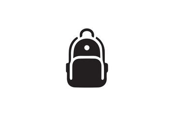 simple and subtle vector silhouette of Backpack in black and white, set against a white background. 