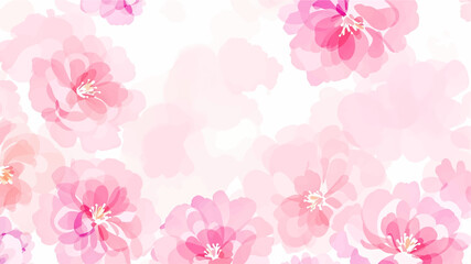Seamless pattern with Pink flowers painted in watercolor style on a white background, elegant floral design
