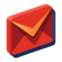 Envelope 3D Icon - Vector Illustration, Cartoon, Clipart, Line Art Design for Print Graphics 1.eps