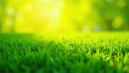 Fototapeta premium Vibrant Green Grass Blades Illuminated by Warm Sunlight, a Serene Natural Scene Representing Growth and Renewal