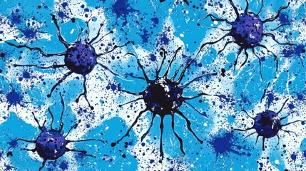 Naklejka premium Abstract Blue Splashes: A Dynamic Composition of Color and Form