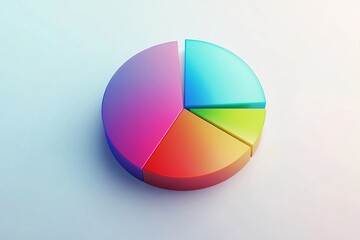 Obraz premium Vibrant colorful pie chart with bold red blue green and orange segments on a clean white background