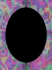 A charming holographic frame with a black center, perfect for adding a splash of color to your designs. Use it for invitations, social media posts, or any project that requires a little magic.