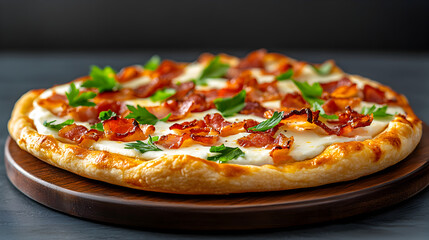 Flammkuchen from Alsace Traditional French Tarte Flambee with Cream Cheese Bacon and Onions