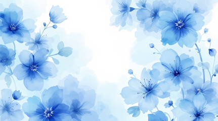 Fototapeta premium Elegant Blue Floral Print Delicate Wild Flowers On Seamless Natural Texture Design Background 
