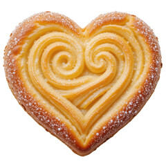 Fototapeta premium Palmier puff pastry cookies in a heart shape isolated on a transparent background, Top view
