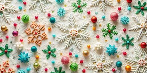 Abstract Winter Holiday Pattern on White Background - Festive Stock Photo