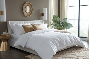 Luxurious Modern Bedroom Interior Design With White Bedding