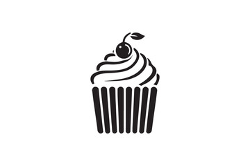 simple and unobtrusive cup cake vector silhouette illustration isolated in white background