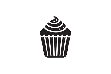 simple and unobtrusive cup cake vector silhouette illustration isolated in white background