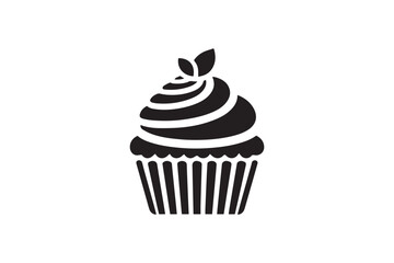 simple and unobtrusive cup cake vector silhouette illustration isolated in white background
