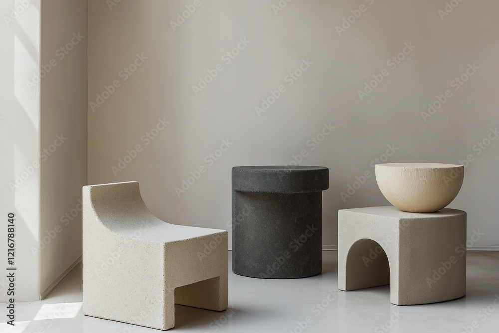 Poster Stark concrete forms in a minimal color palette