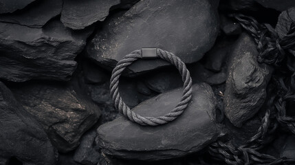 Obraz premium bracelet on black rocks background , fashion , accessory