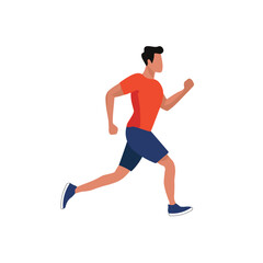 Flat vector illustration of a man running in athletic wear, isolated on white background