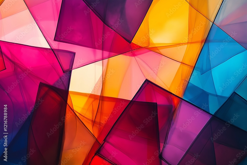 Poster overlapping translucent shapes in vibrant hues