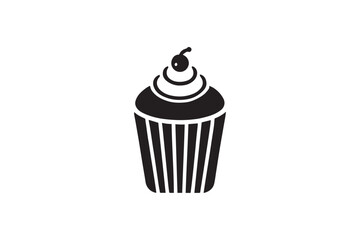 simple and unobtrusive cup cake vector silhouette illustration isolated in white background