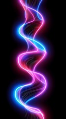 Abstract neon light swirls in vibrant pink and blue.