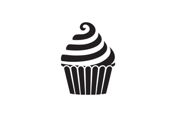 simple and unobtrusive cup cake vector silhouette illustration isolated in white background