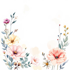 Beautiful wildflower watercolor wreath, Watercolor wildflower wreath clipart on white background, Floral wreath	