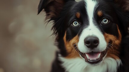 Fototapeta premium Close-Up Portrait of a Dog with Blue Eyes