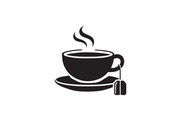 simple and unobtrusive tea cup vector silhouette illustration isolated in white background
