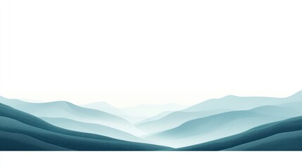 Serene teal mountain range landscape, misty valley.