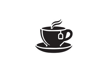 simple and unobtrusive tea cup vector silhouette illustration isolated in white background