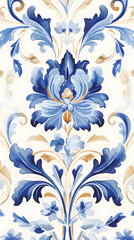 Fototapeta premium Digital vintage watercolor floral tile pattern abstract graphic poster background