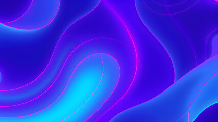 Vector smooth waves on dark background. Futuristic technology design backdrop with purple and blue gradient transition. Generative AI
