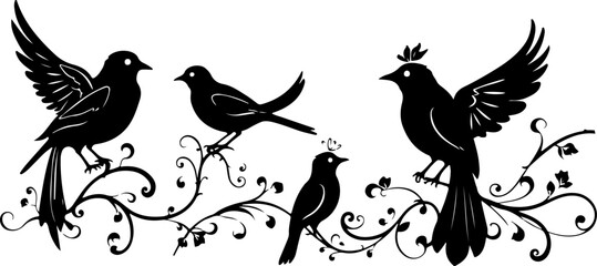 Bird Silhouette Collection, Vector Bird Art Set, Bird Silhouettes Design, Flying Bird Vector Pack, Elegant Bird Silhouettes, Minimalist Bird Vector Art, Decorative Bird Silhouettes, Bird Silhouette Il