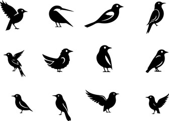 Bird Silhouette Collection, Vector Bird Art Set, Bird Silhouettes Design, Flying Bird Vector Pack, Elegant Bird Silhouettes, Minimalist Bird Vector Art, Decorative Bird Silhouettes, Bird Silhouette Il