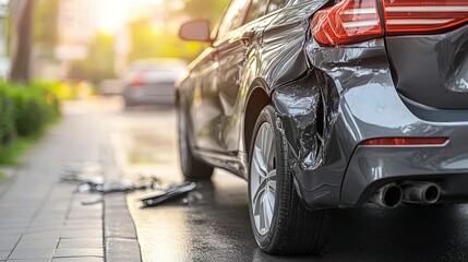 Close-Up of Two Cars Damaged After a Street Accident, Representing Car Insurance, Vehicle Damage, and Road Safety Concepts.