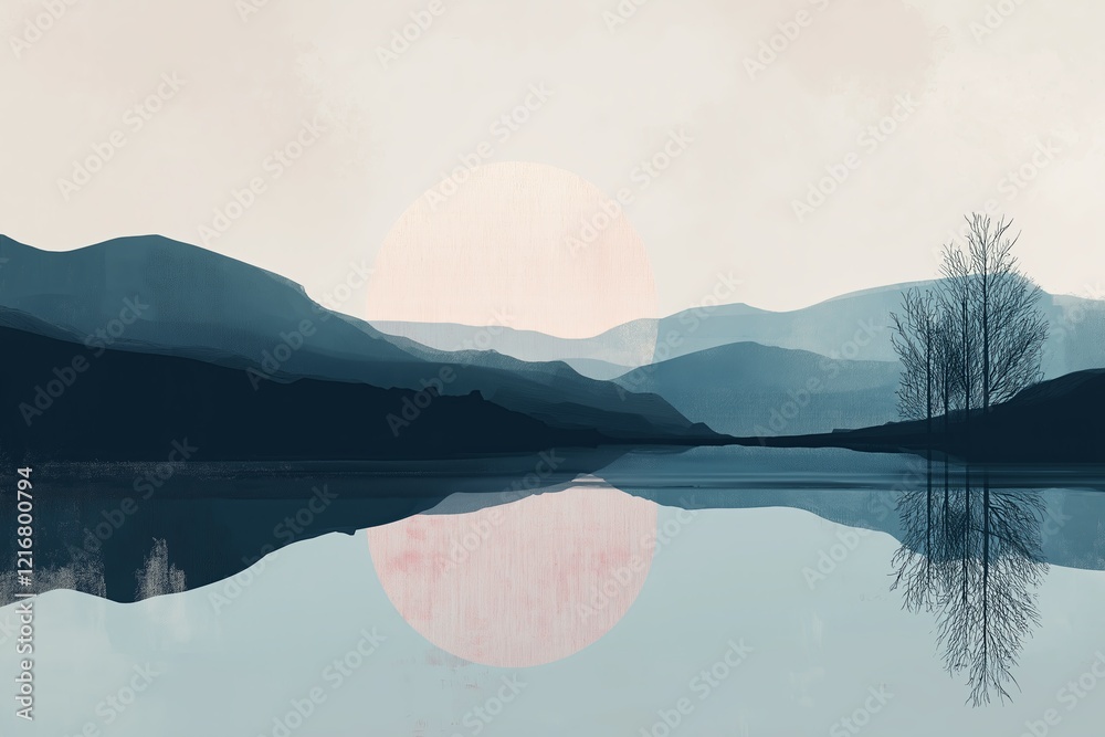 Poster a visually calming piece with a limited color palette.