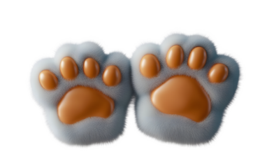 Cartoon pet paws, pet sign, 3d rendering.