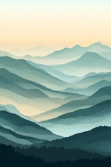 Fototapeta premium Layered mountain ranges in gradient shades with a soft minimal design aesthetic