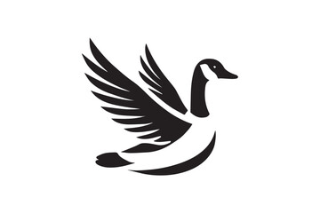 Obraz premium Canada Goose silhouette vector illustration in black and white, set against a white background